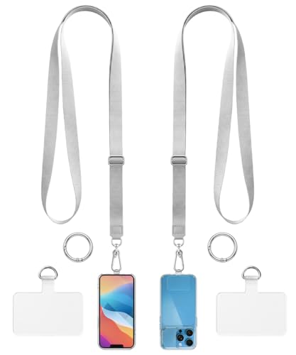 Phone Lanyard Strap Crossbody with 2TPU Tabs - color: Grey+grey