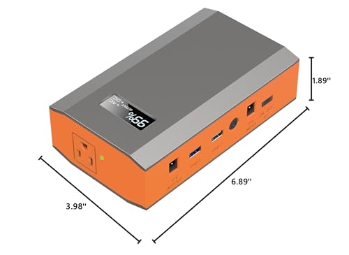 Portable Power Bank with AC Outlet, 65W 110V Portable Laptop Charger Backup - color: Orange Grey
