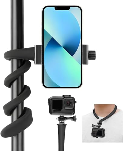 Taisioner Flex Mount Stroller Phone Holder Selfie Stick Gooseneck for Treadmill Bike Shopping Cart Boat Smartphone Suitable with GoPro Hero 12/11/10/9/8/7/6/5/4 AKASO Insta360 - style: Straight