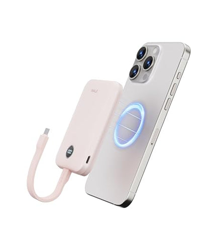 iWALK Magnetic Power Bank 10000mAh, 30W Wireless Portable Charger with Fast Charging USB-C Cable,Qi2 Certified 15W Battery Pack with LED Display for iPhone 17/16/16 Pro/15/14/13 Series, Samsung Galaxy - color: Pink