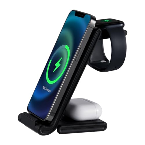 Multifunctional 3 in 1 Charging Station, Foldable 15W Charger for Phone, Smartwatch, Earbuds, Portable Dock for Multiple Devices