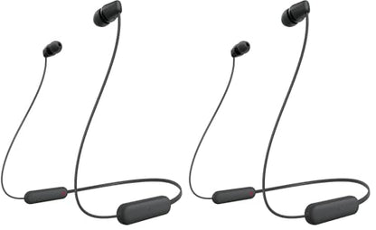 Sony WI-C100 Wireless in-Ear Bluetooth Headphones with Built-in Microphone,Black,(Pack of 2) - color: Black, size: One Size (Pack of 2)