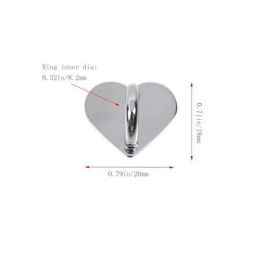 12Pcs Phone Charm Hook Adhesive (Heart-shaped, Silver, Small) - color: Silver (S)
