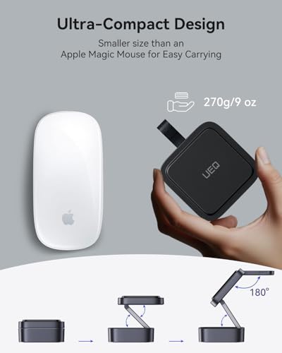 UEQ 3 in 1 Wireless Charging Station for Apple Devices,Compatible with MagSafe Charger Stand,Foldable Fast Travel Magnetic Wireless Charger for iPhone 17 Air 16 15 14 13 12,Apple Watch&AirPods Pro