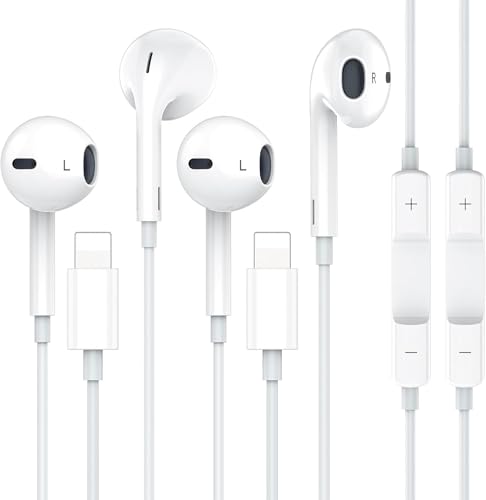 Wired Headphones for iPhone, 2-Pack Earbuds with Mic and Volume Control