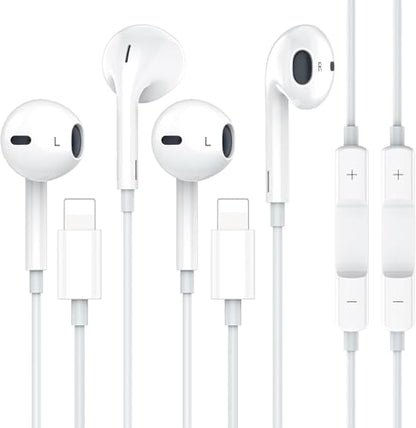 Wired Headphones for iPhone, 2-Pack Earbuds with Mic and Volume Control