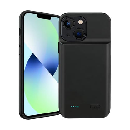Battery Charger Case for iPhone 13/14, 10000mAh Extended Portable Charger Case (6.1'inch) with Secure Fit & LED Power Indicator-Black