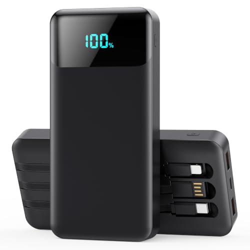 Portable Charger 40800mAh Power Bank,Built-in Cables,25W Fast Charging - color: Black
