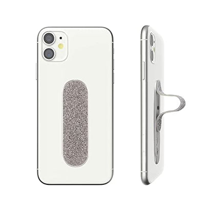 Momostick Flatstick, Cell Phone Finger Grip Strap Holder for Hand, Cell Phone Stand, New Slim Finger Loop Selfie Grip Compatible with Most Smartphones - Glitter Silver - color: Glitter Silver