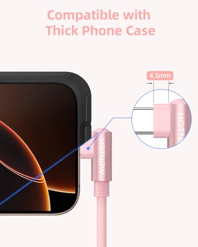 Right Angle USB C to USB C Cable 1FT 3Pack 65w - color: Pink, size: 1FT