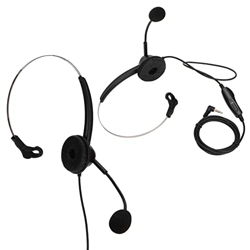 H360 3.5MV Phone Headphone, Wired Business Headset with Noise C Mic, Single Ear Headset for Call Center Customer Service, 3.5mm Elbow Plug with Volume