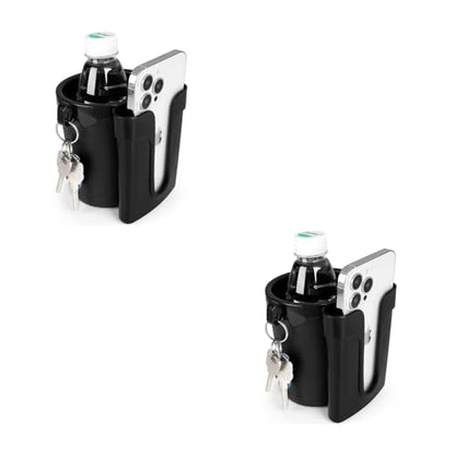 Accmor 3-in-1 Bike Cup Holder with Cell Phone Keys Holder, Bike Water Bottle Holders, Universal Bar Drink Cup Can Holder for Bicycles, Motorcycles, Scooters, Black, 2 Pack - color: Black-2 Pack