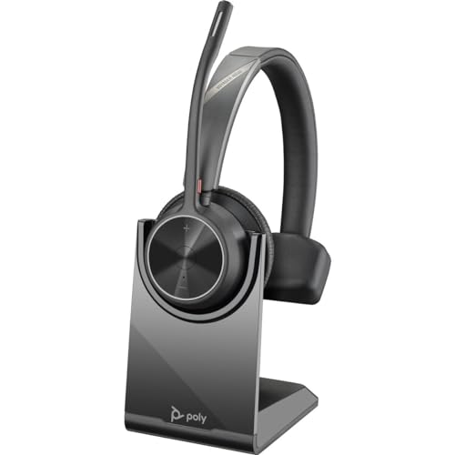 Poly - Voyager 4310 UC Wireless Headset (Plantronics) - Single-Ear Headset with Boom Mic - Connect to PC/Mac via USB-A Bluetooth Adapter, Cell Phone via Bluetooth - Works with Teams, Zoom & More,Black - style: Headset