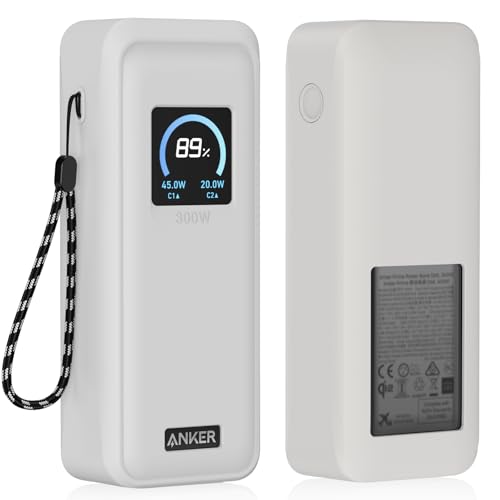 for Anker Prime Power Bank 26,250Mah 300W Case Cover | Soft Silicone Shockproof Protective Case for Anker 300W Prime Power Bank with Anti-Lost Strap, LCD Display Visible, Grey - color: Grey