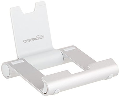Amazon Basics Multi-Angle Portable Foldable Stand for Tablets, E-Readers and Phones, Non-Slip Desktop Holder for iPads, iPhones, Kindles, Hands-Free Viewing - Silver - color: Silver