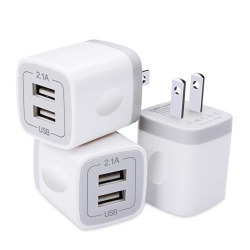 USB Plug, USB Wall Charger 3 Pack, GiGreen Dual Port Electrical Plug Outlet