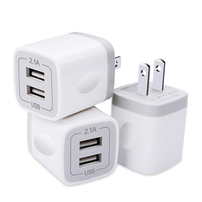 USB Plug, USB Wall Charger 3 Pack, GiGreen Dual Port Electrical Plug Outlet