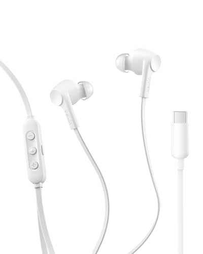 Belkin ANC Wired Earbuds, USB-C Connector, Active Noise Cancelling - color: White