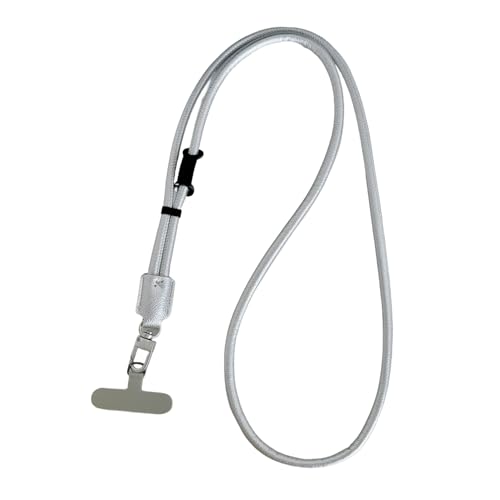 Phone Leather Lanyard with Tabs,Adjustable Anti Theft Phone Crossbody Strap for iPhone and Smartphone,Purse - color: Silver