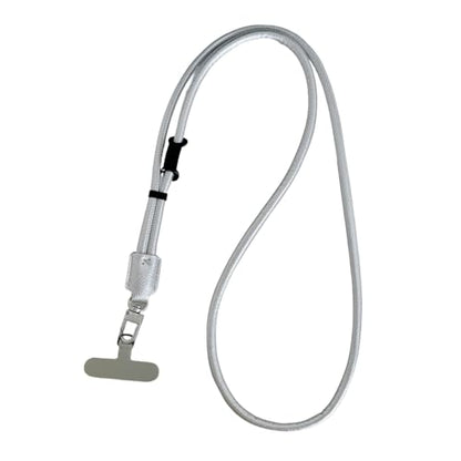 Phone Leather Lanyard with Tabs,Adjustable Anti Theft Phone Crossbody Strap for iPhone and Smartphone,Purse - color: Silver