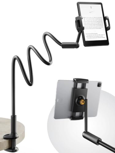 SAIJI 47" Extended Gooseneck Kindle Holder with Adjustable Double Joint-Arm - color: Black