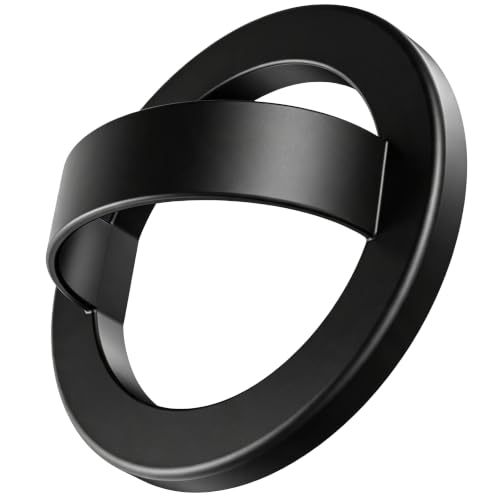 Magnetic Finger Loop Grip Holder for iPhone 17/16/15/14/13/12 Series, Black - color: Black