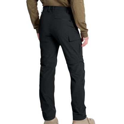 Mens Cargo Pants Convertible Zip-Off Waterproof Work Pants Lightweight with Multi Pockets Stretch Tactical Hiking Pant - color: 12#black, size: X-Large