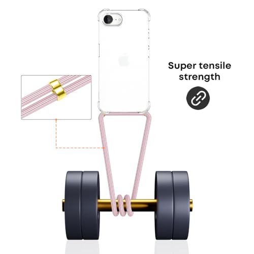 Strap Case for iPhone 17e/16e Clear Adjustable Cord Lanyard Crossbody Cover Women Soft TPU Bumper Strap Shockproof Anti-Yellowing Protective Mobile Case for iPhone 17e/16e - Rose Pink - size: for iPhone 17e/16e