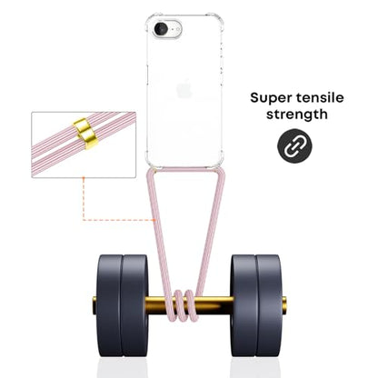 Strap Case for iPhone 17e/16e Clear Adjustable Cord Lanyard Crossbody Cover Women Soft TPU Bumper Strap Shockproof Anti-Yellowing Protective Mobile Case for iPhone 17e/16e - Rose Pink - size: for iPhone 17e/16e