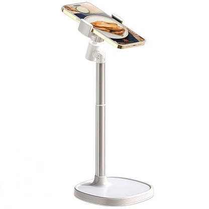 Adjustable Cell Phone Stand,360° Rotating Lifting Mobile Phone Holder - color: White