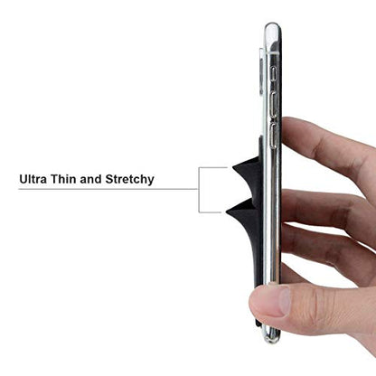Phone Card Holder for Back of Phone, Stretchy Wallet Stick On Pocket 3Pack - color: Gray&Black