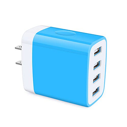 iPhone 17 Charger Block Fast Charging 4.8A Multi Port USB Charger Wall Plug - color: blue