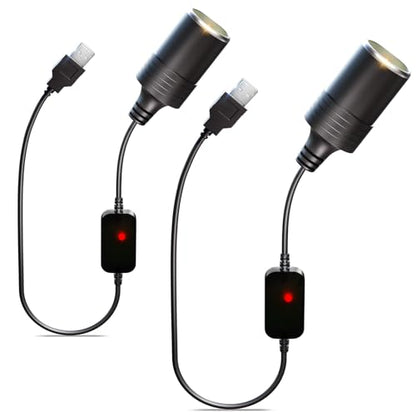 USB to Cigarette Lighter Adapter QC3.0 USB A Male to 12V Car Adapter Socket