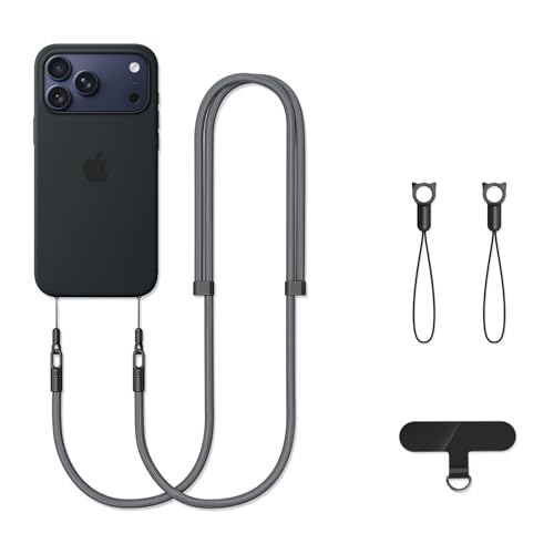 Phone Lanyard with 1 Phone Tab+2 Lanyard Holes, Camera Strap Crossbody Strap, Comfortable Durable, Anti-loss Outdoor & Travel for Iphone 17/Air/Pro/Max Phone Cases - color: 17-gray