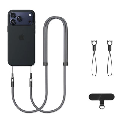 Phone Lanyard with 1 Phone Tab+2 Lanyard Holes, Camera Strap Crossbody Strap, Comfortable Durable, Anti-loss Outdoor & Travel for Iphone 17/Air/Pro/Max Phone Cases - color: 17-gray