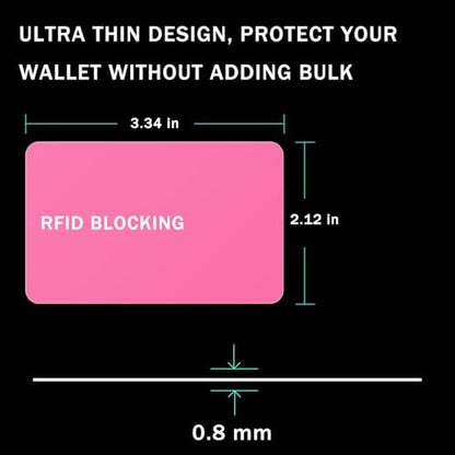 RFID Blocking Card - 5 Pack, Contactless NFC Credit Card ID Protection Safe Bank Card Passport Entire Wallet Purse Shield Protector Blocker Guard (Pack of 5, Pink) - color: Pink/5 cards