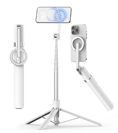 TONEOF 68" Magnetic Aluminum Phone Tripod Selfie Stick for iPhone & Android - color: White