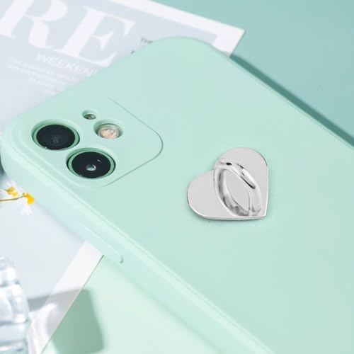 Heart Cell Phone Ring Holder, Cute Phone Charm Hooks Adhesive (Sliver) - color: Sliver