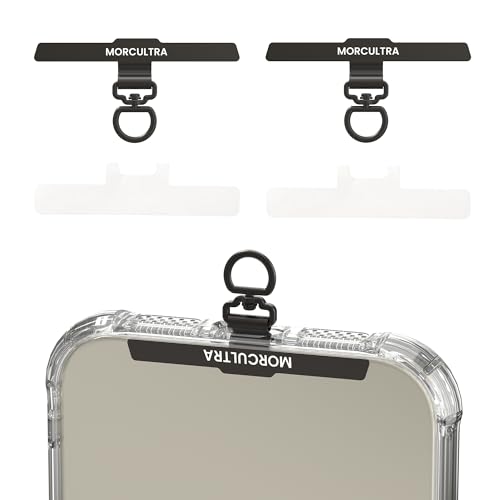 Phone Tether Tab,Metal Phone Lanyard Patch & Strap Adapter for All Full Phone Cases,Ultra-Thin 0.008in 360° Rotating phone charm,Universal phone clip for iPhone Android(Black+Black) - color: Black+black