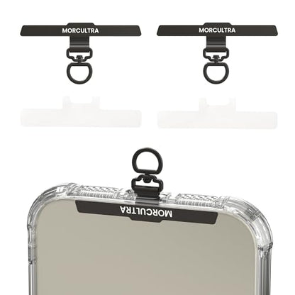 Phone Tether Tab,Metal Phone Lanyard Patch & Strap Adapter for All Full Phone Cases,Ultra-Thin 0.008in 360° Rotating phone charm,Universal phone clip for iPhone Android(Black+Black) - color: Black+black