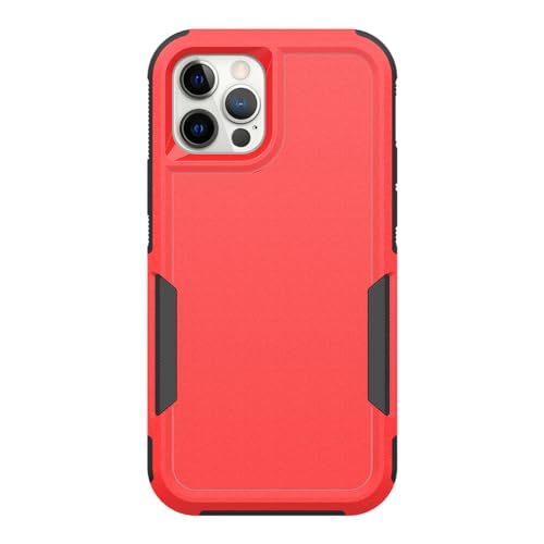 for iPhone 12 / iPhone 12 PRO Case: Dual Layer Protective Heavy Duty Cell Phone Case Shockproof Rugged Bumper Tough with Screen Protector - Military Grade Drop Tested for iPhone 12/12 PRO, Red - color: Red (PC) + Black (TPU)