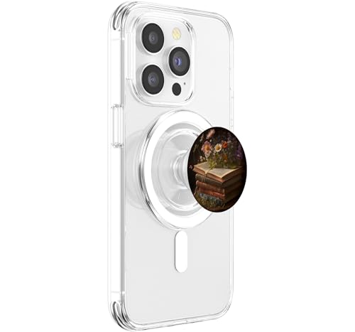 Librarian Flowery Book Lover Bookish Floral Aesthetic PopSockets PopGrip for MagSafe - style: Magnetic PopGrip