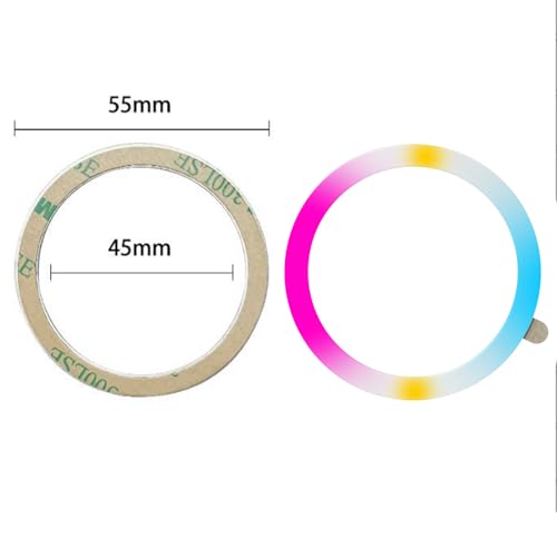 TENOC Universal Metal Ring Sticker, 3Pcs, Rainbow | Compatible with iPhone/Samsung/Android Cellphones, Magnetic Phone Charger/Mount/Holder Conversion - color: Rainbow