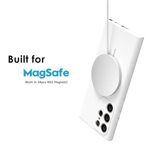 oakxco for Samsung Galaxy S22 Ultra Case Silicone Mag Safe, Magnetic Slim Thin Phone Case Compatible with Magsafe, Women Girls Cute Girly Aesthetic Soft Rubber Gel Safecase with Camera Cover, White - color: White, size: S22 Ultra