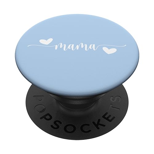 Cute Mama Lettering Hearts Mom Blue PopSockets Adhesive PopGrip - style: Adhesive PopGrip
