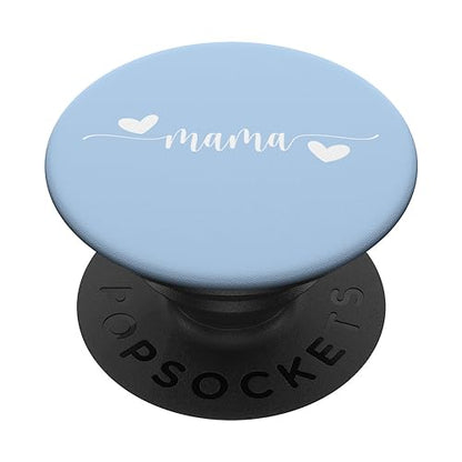 Cute Mama Lettering Hearts Mom Blue PopSockets Adhesive PopGrip - style: Adhesive PopGrip
