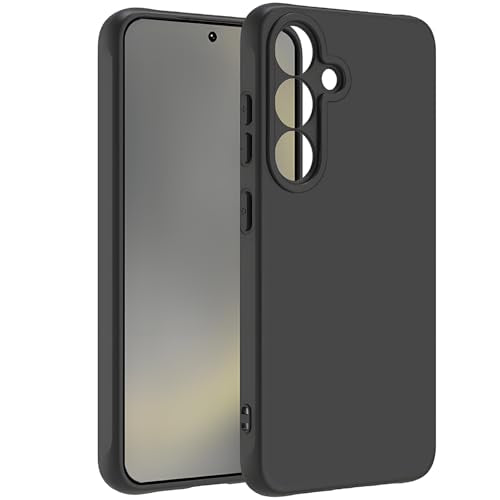 TENOC Phone Case for Samsung Galaxy S25, Black Case Anti-Fingerprint Protective Bumper Matte Cover - color: Black, size: S25