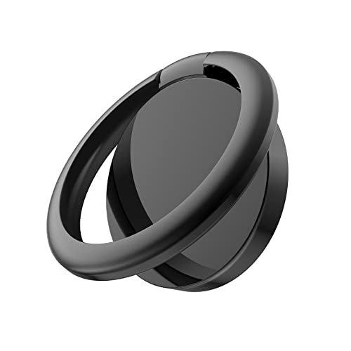 Cell Phone Ring Holder Stand,360 Degree Rotation Finger Ring Kickstand with Polished Metal Phone Grip for Magnetic Car Mount, Compatible with All Smartphones,Smartphone Accessories(Black)