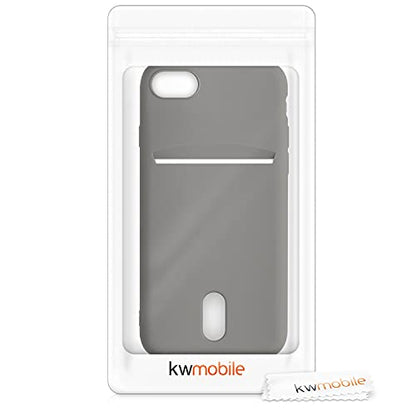 kwmobile Case Compatible with Apple iPhone SE (2022) / iPhone SE (2020) / iPhone 8 / iPhone 7 - Soft TPU Phone Cover with Card Holder and Silicone Finish - Stone Dust - color: Stone Dust