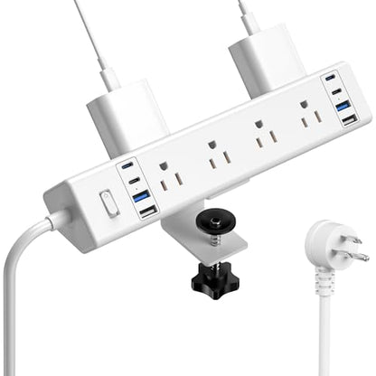 Jgstkcity Desk Clamp Power Strip 40W USB C,8 Outlets,8 USB,6FT,White - color: White, size: 6FT Length